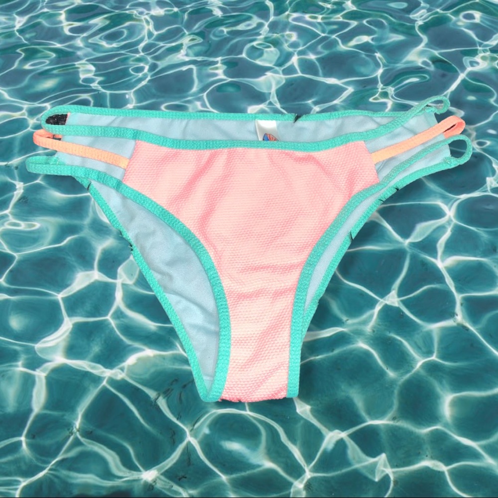 Pink With BaBy Blue Outline Bikini Bottom
